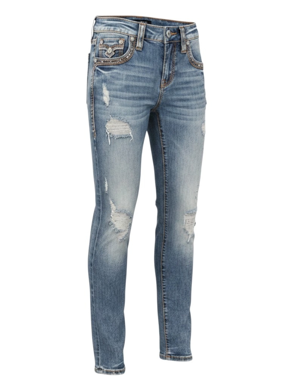 Rock Revival Light Blue Distressed Skinny Jeans